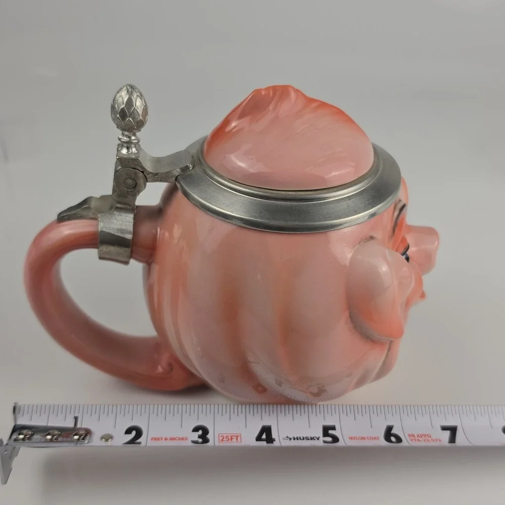 Albert Stahl German Character Stein  Mug Comic Pig Face Pewter Lid Germany